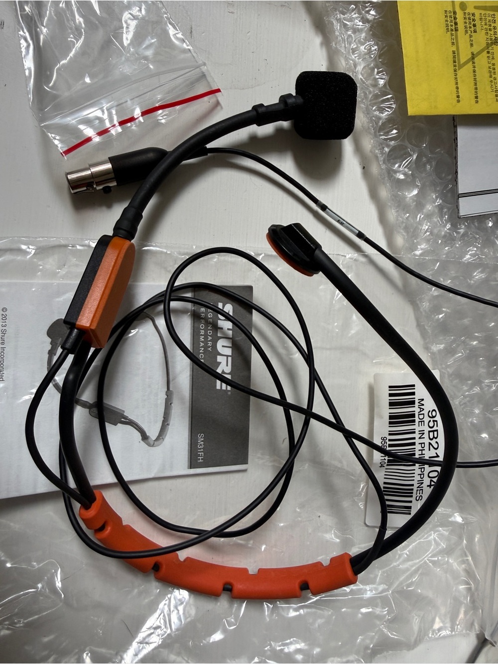 Shure Orange Headset Fitness Microphone - SM31FH